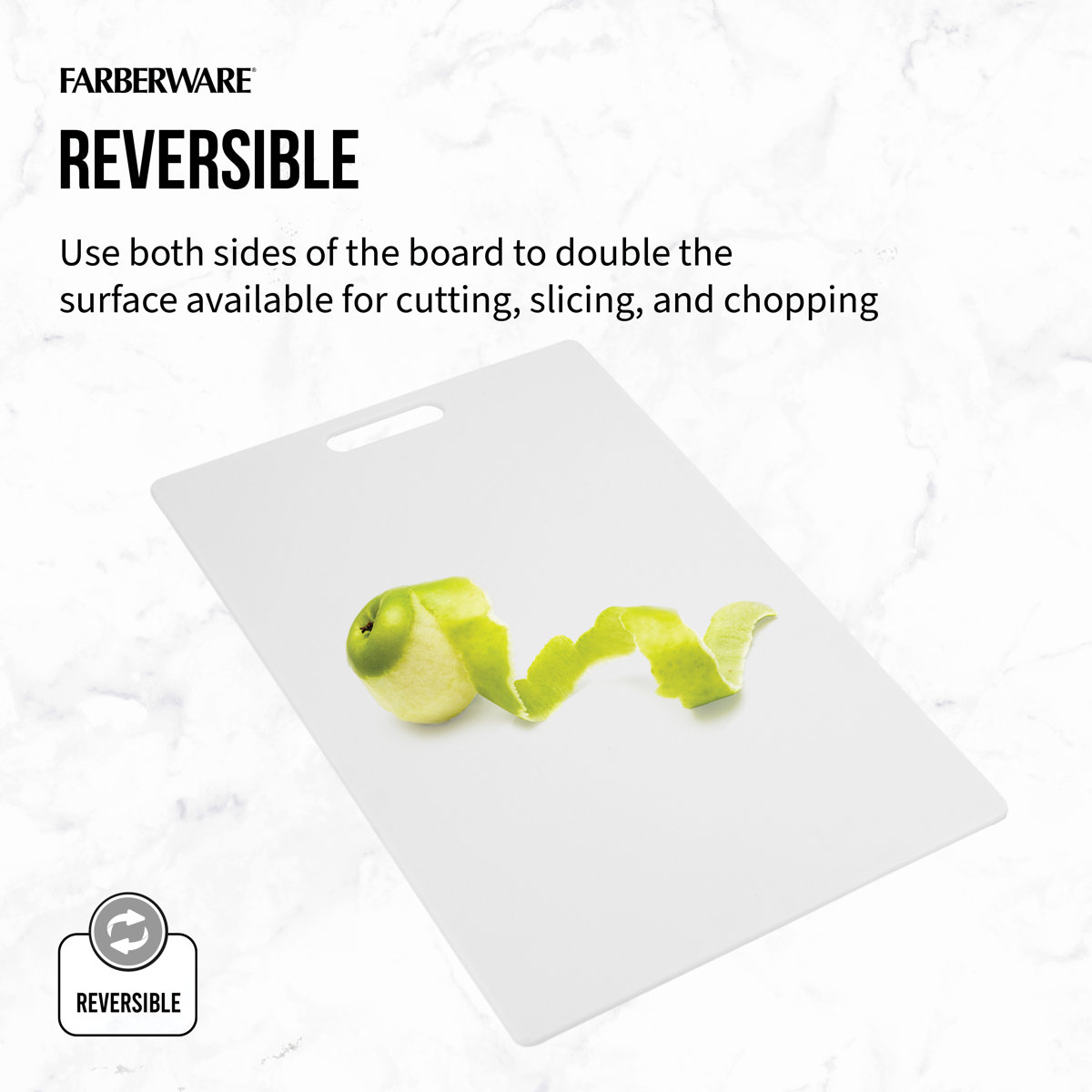 Farberware 3 Pieces Plastic Cutting Board Set, Rectangle, White